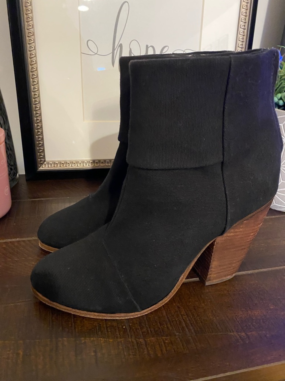 Rag & Bone New York Classic Newbury Ankle Booties Size 9 Black Canvas Heel Zip - Picture 11 of 12